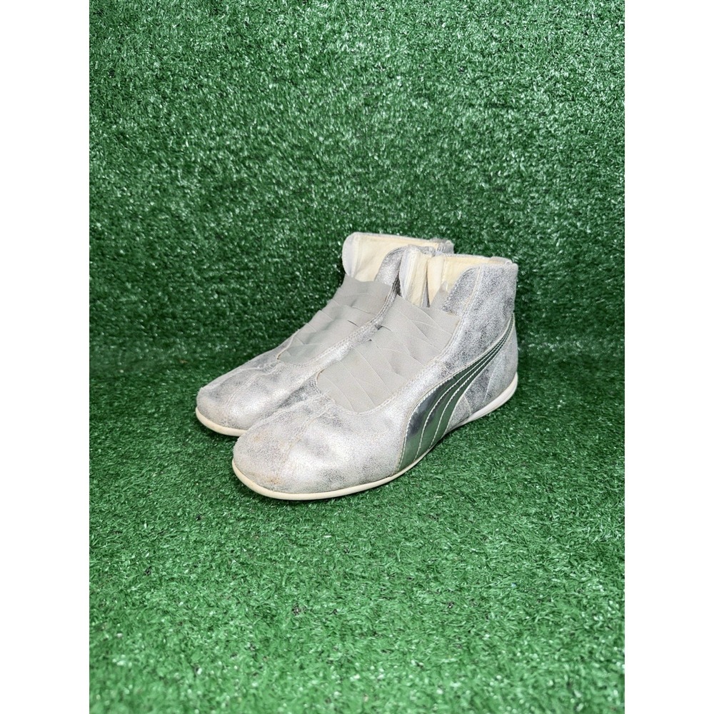 Rare Puma Eskiva Mid Silver Leather Shoes Boxing Sneakers Vtg Womens Size 7 US - Picture 3 of 12